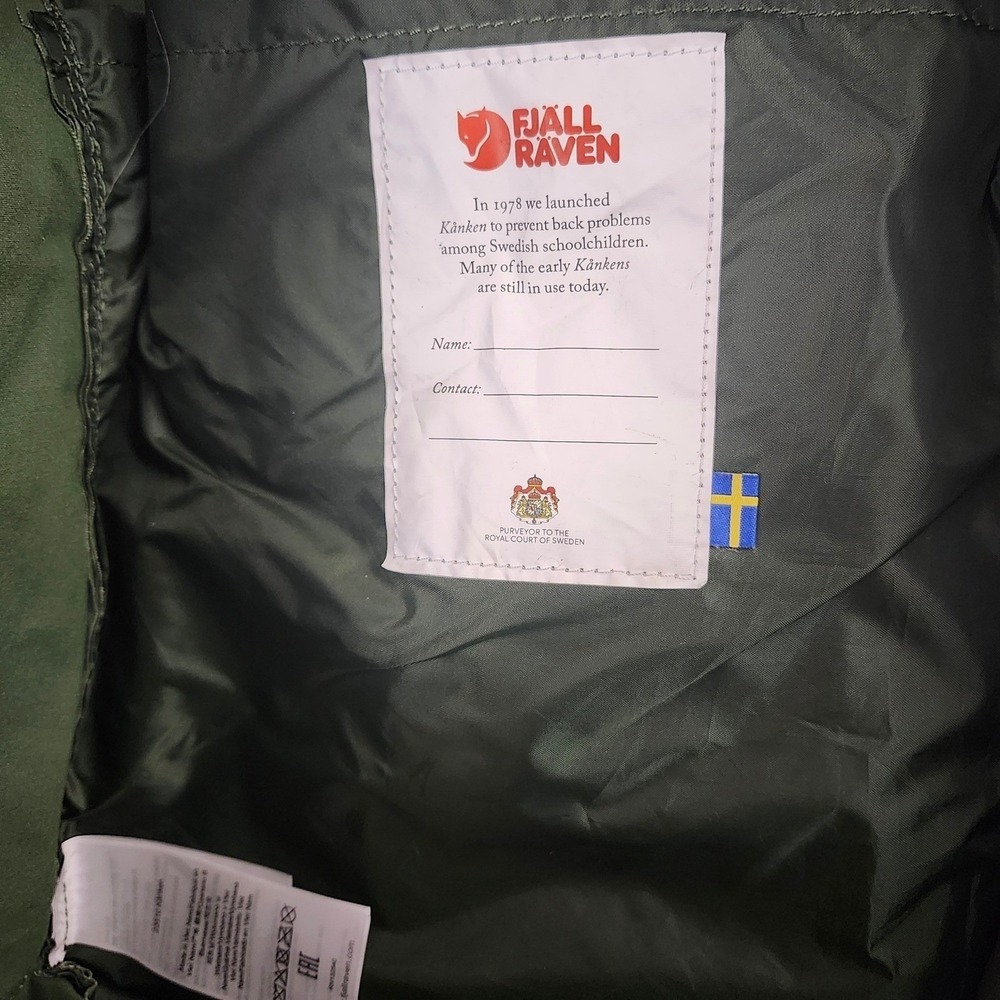 Fjallraven Kanken Classic Backpack Forest Green Tan 23510 Everyday School Bag - Picture 7 of 11